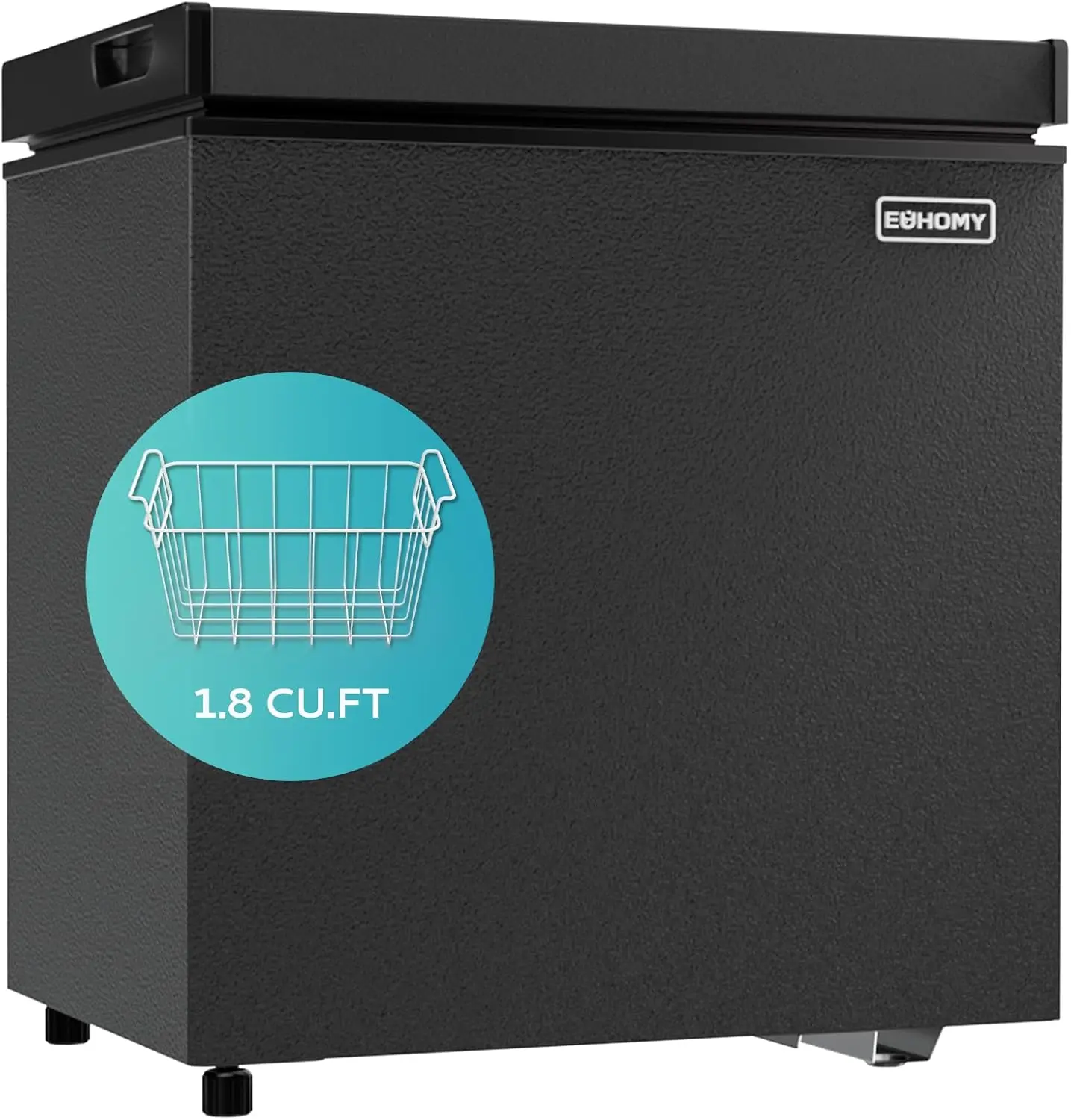 1.8 Cu.Ft Chest Freezer with Removable Basket, Small Deep Freezer Adjustable Thermostat, Quiet Mini Freezer with Top Door, Black