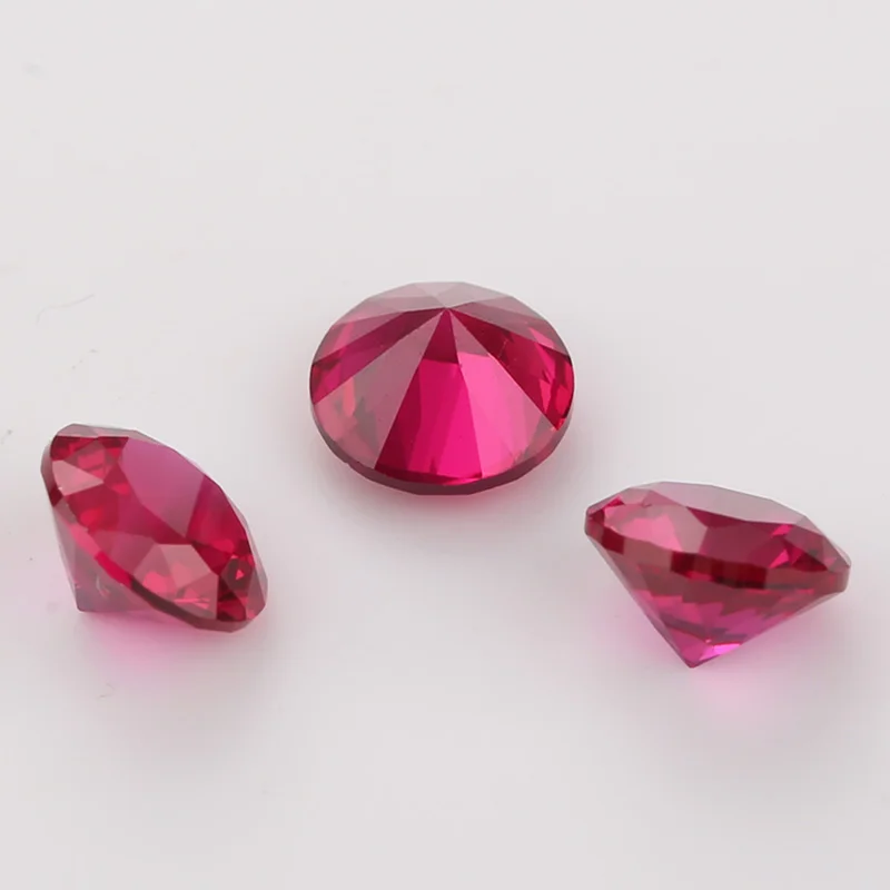 5# Red Corundum Small Size 1.0~3.75mm Round Brilliant Cut Synthetic Corundum Ruby Loose Stones For Jewelry DIY Making