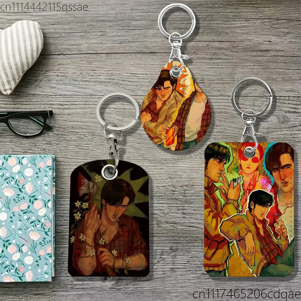 FOR Marble Hornets MH Masky Leather Keychain Card Holder For Airtag & Access Cards Modern Bus Pass