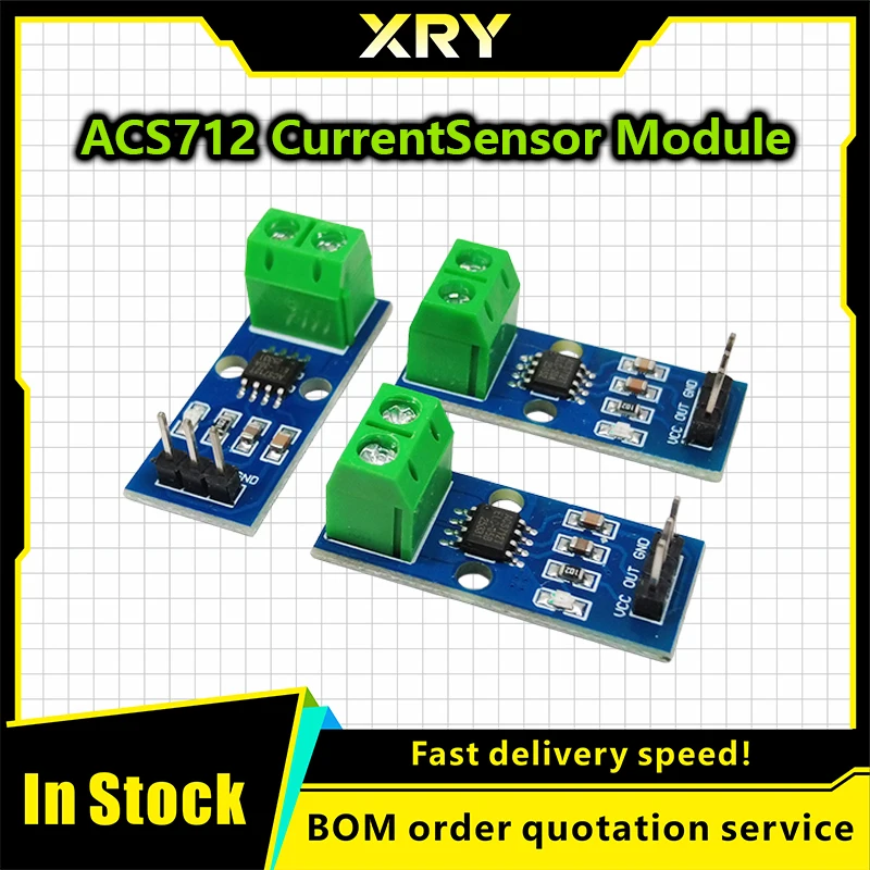 XRY 5PCS/LOT ACS712 5A 20A 30A Range Hall Current Sensor Module ACS712-30A ACS712-20A