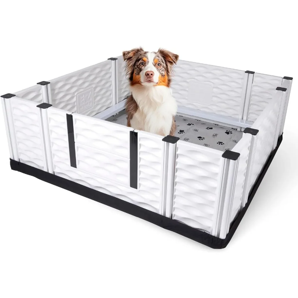 

EZclassic Padded Dog Whelping Box with Rails, Puppy Whelping Supplies, Gray Pad
