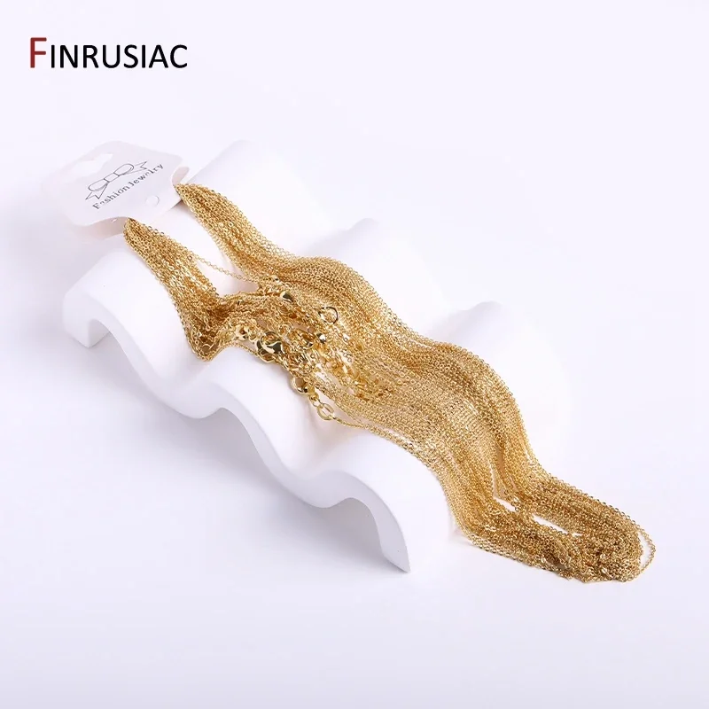 High Quality Chains 18K Gold Plated Brass Metal 45cm Chains Necklace 1.2mm/1.6mm Necklace Chains For Jewelry Making Findings