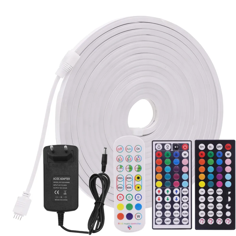 Neon LED Tape Light Strip Tuya WIFI Smart RGB Flexible Music Silicone Waterproof Rope IP67 12V APP Bluetooth Voice Control Lamp