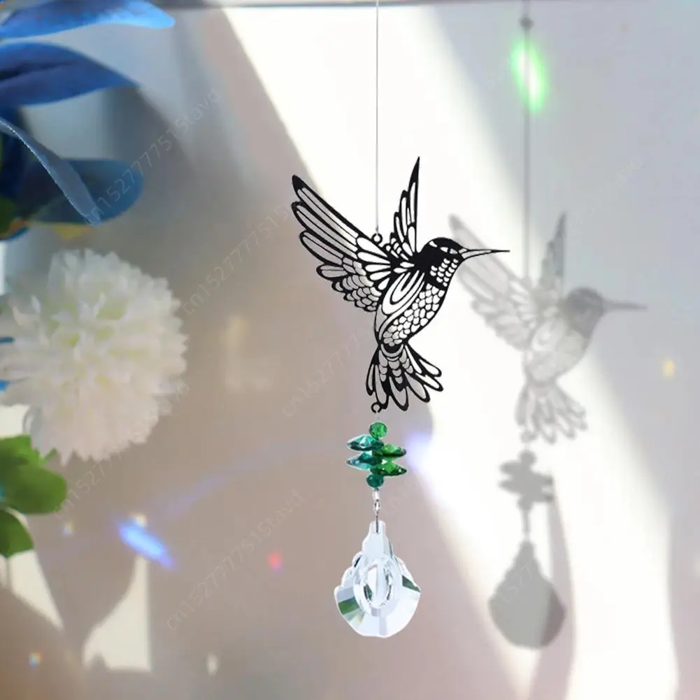 Crystal Sun Prisms Glass Chandelier Solar Hummingbird Owl Wind Chimes Rainbow Chaser Hanging catcher Curtain Pendant Decoration