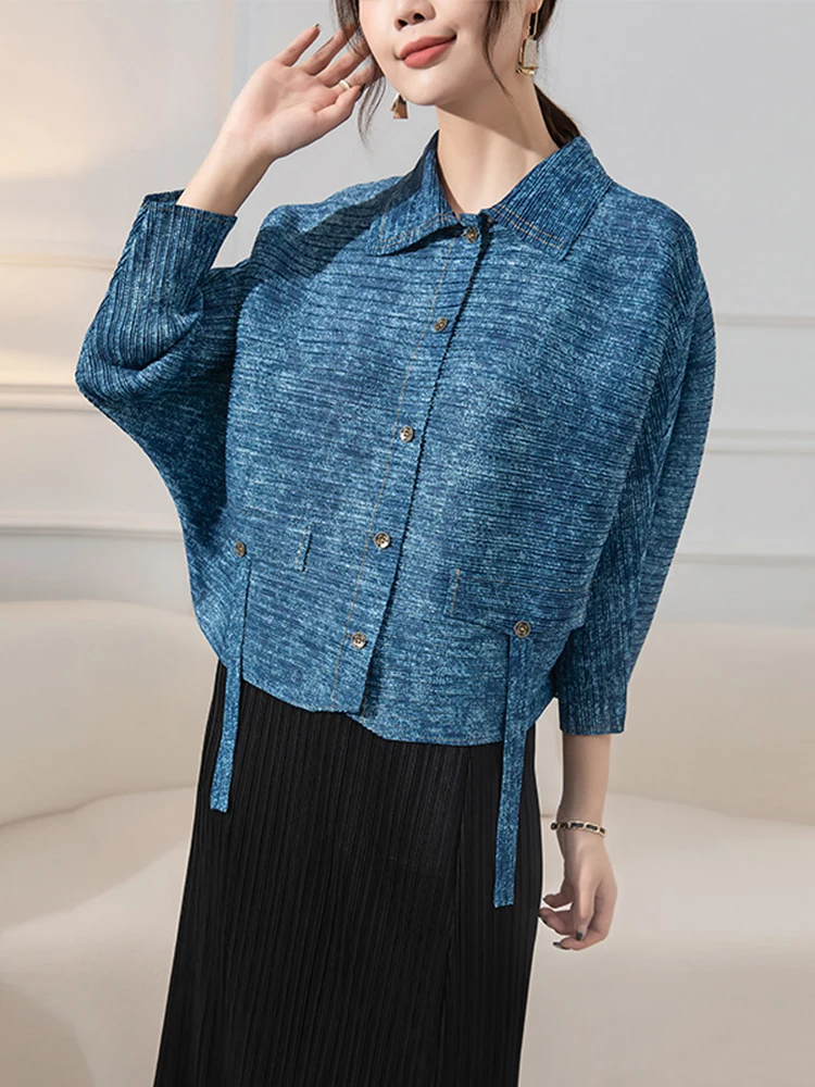 LANMREM Loose Batwing Style Turn Down Collar Single Breasted Shirts Female Elegant Casual Top Clothes 2024 Spring New 2R7928