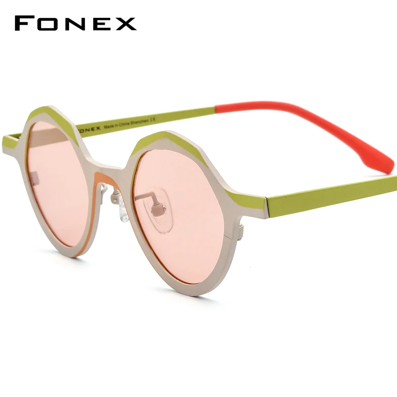 

FONEX Titanium Sunglasses Men 2024 New Retro Vintage Small Polygon Polarized Sun Glasses for Women UV400 Shades F85803T