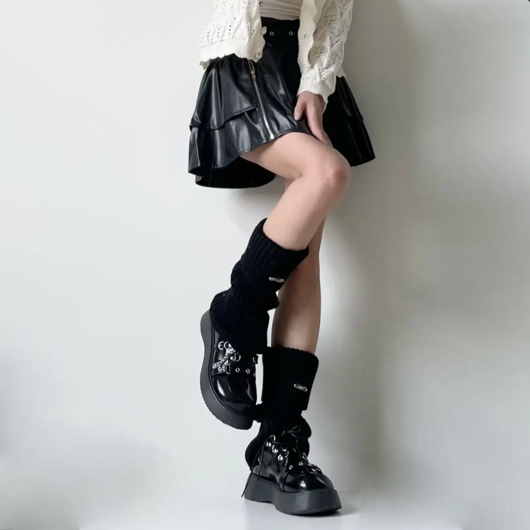 Чехлы на ноги, корейские однотонные носки для девочек Dongdaemun, универсальные носки с ворсом, толстые высокие бахилы для девочек Ins Spicy