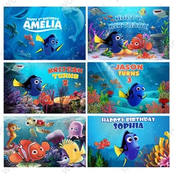 Finding Nemo Marlin Bruce Dory Backdrop Child Birthday Baby Shower Banner Personalized Canvas Backdrop Party Decorations Props