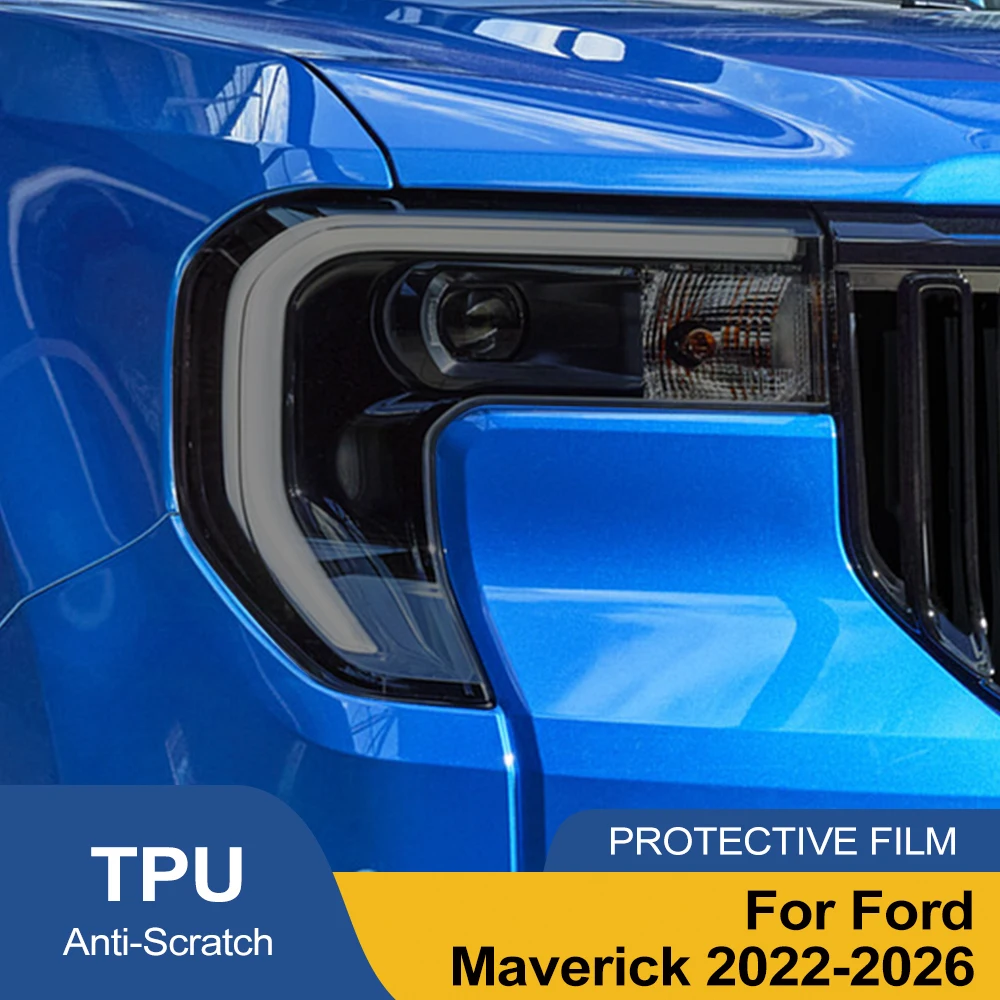 Smoke Black Pre Cut Car Headlight Protective Film For Ford Maverick 2022-2026 Anti-Scratch High-Gloss Vinyl Wrap Film