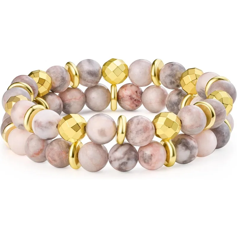 

Natural Gemstone Semi Handmade Stretchy Round Beads Bracelet anniversary or new year Valentine's Day birthday Mother's Day gift