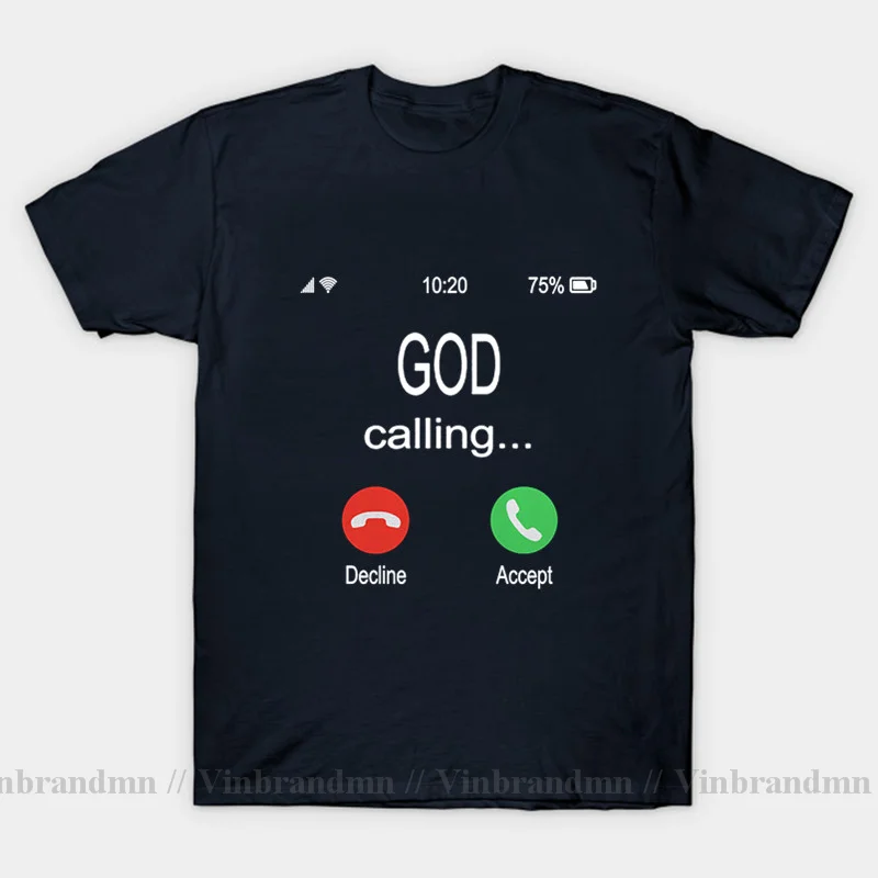 Humor Jesus T shirt Funny God Calling Accept Or Decline That Is Question Design Christian Faith Tshirt Santa Fashionable T-shirt