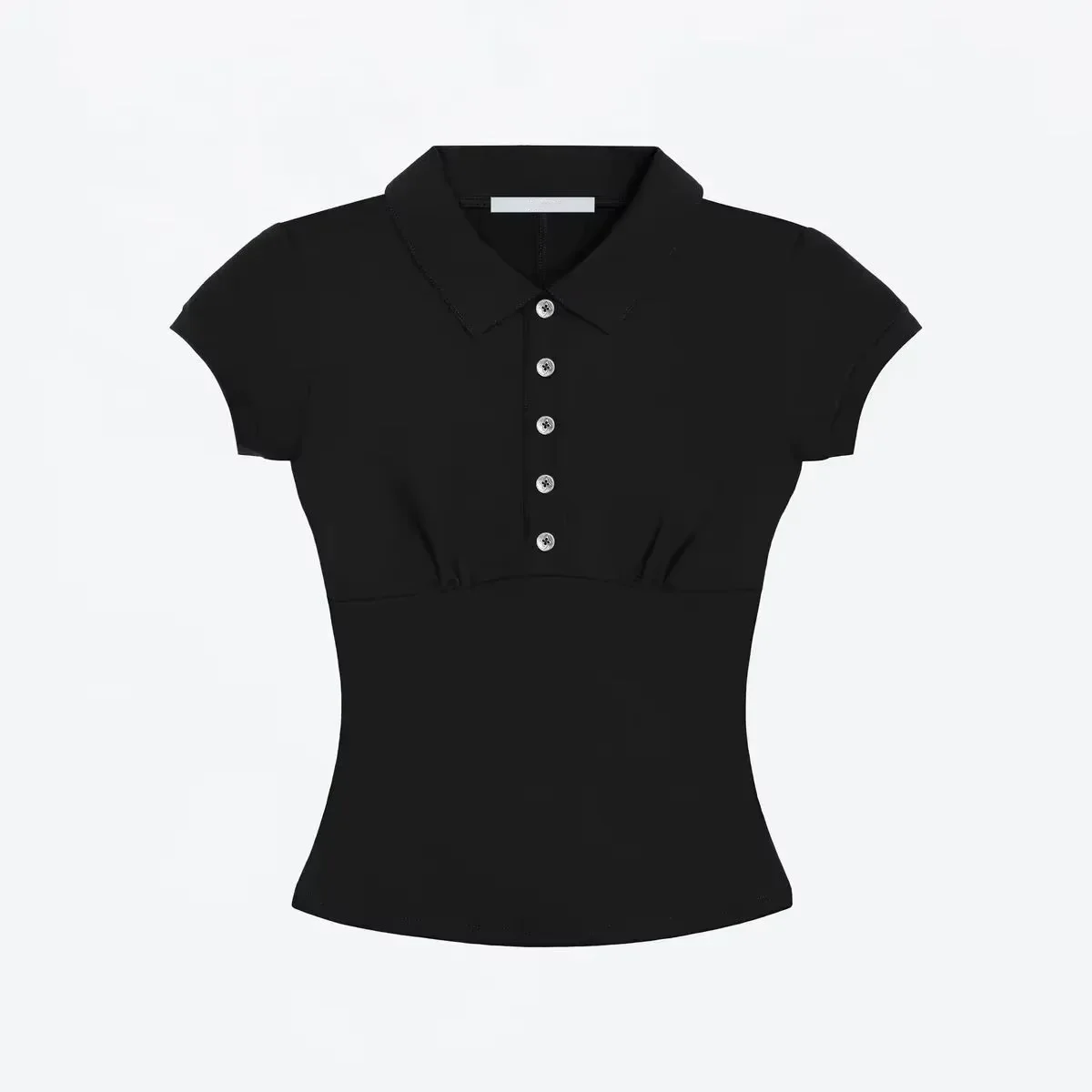 Tank Polo Collar Button Slim Fit Stretch Short-Sleeve Shoulder T-Shirt Short Top Waist Shaping Polo Shirt