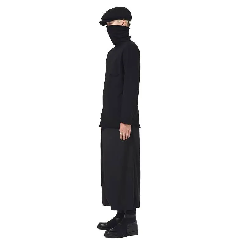 

Широкие мужские повседневные брюки Черные укороченные брюки Весенне-осенняя уличная одежда Мужские темные брюки-кюлоты в стиле Ямамото