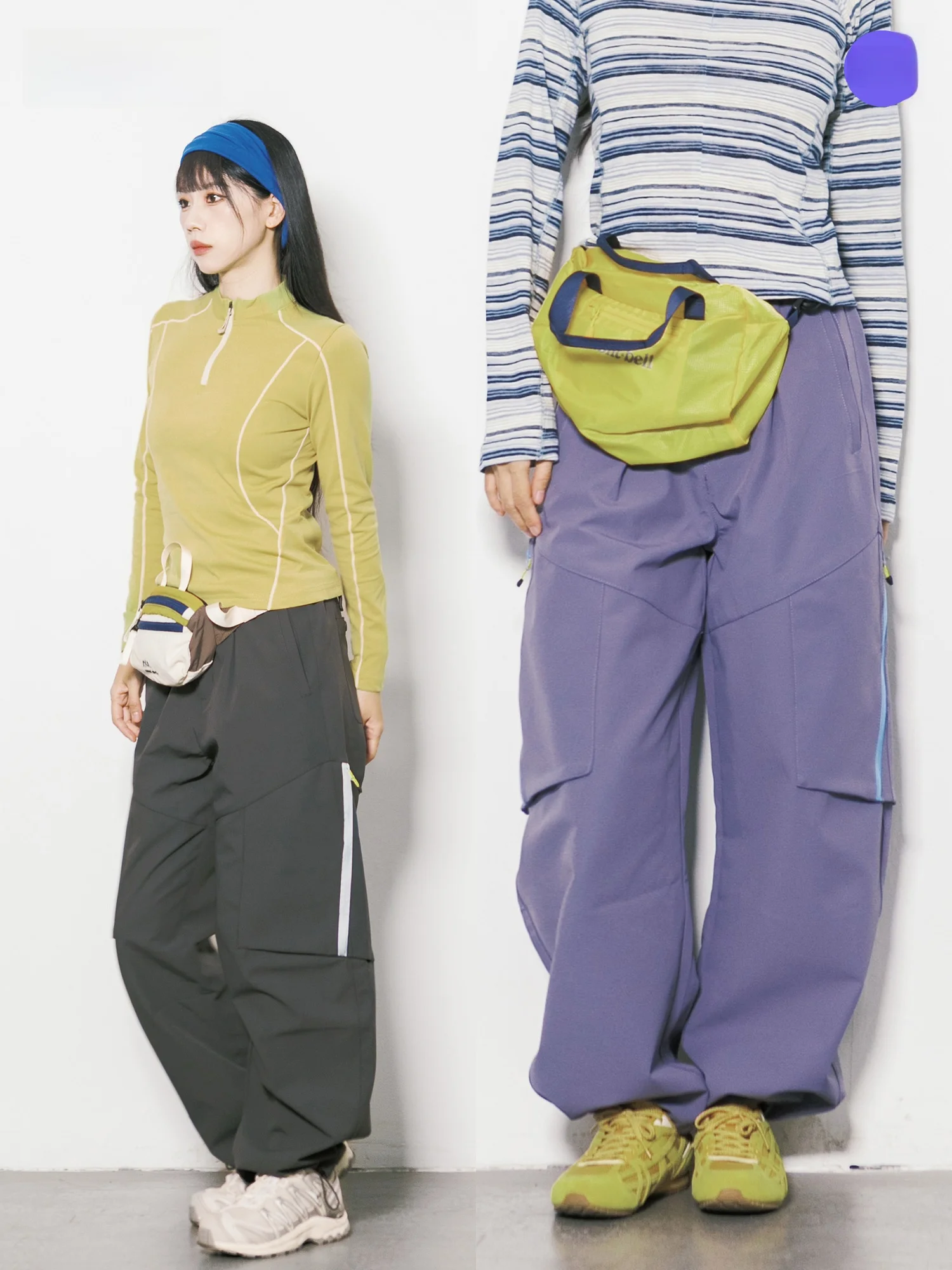 Outdoor Wind Resistant Wide Leg Work Trousers for Women Zipper Casual Hiking Pants Loose Mountain Climbing Waterproof Long Tr...
