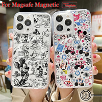 Cute Art Graffiti Mickey Mickey Magsafe Magnetic Phone Case for iPhone 16 15 14 13 12 11 8 7 Plus Pro Max X XR XSMax Clear Cover