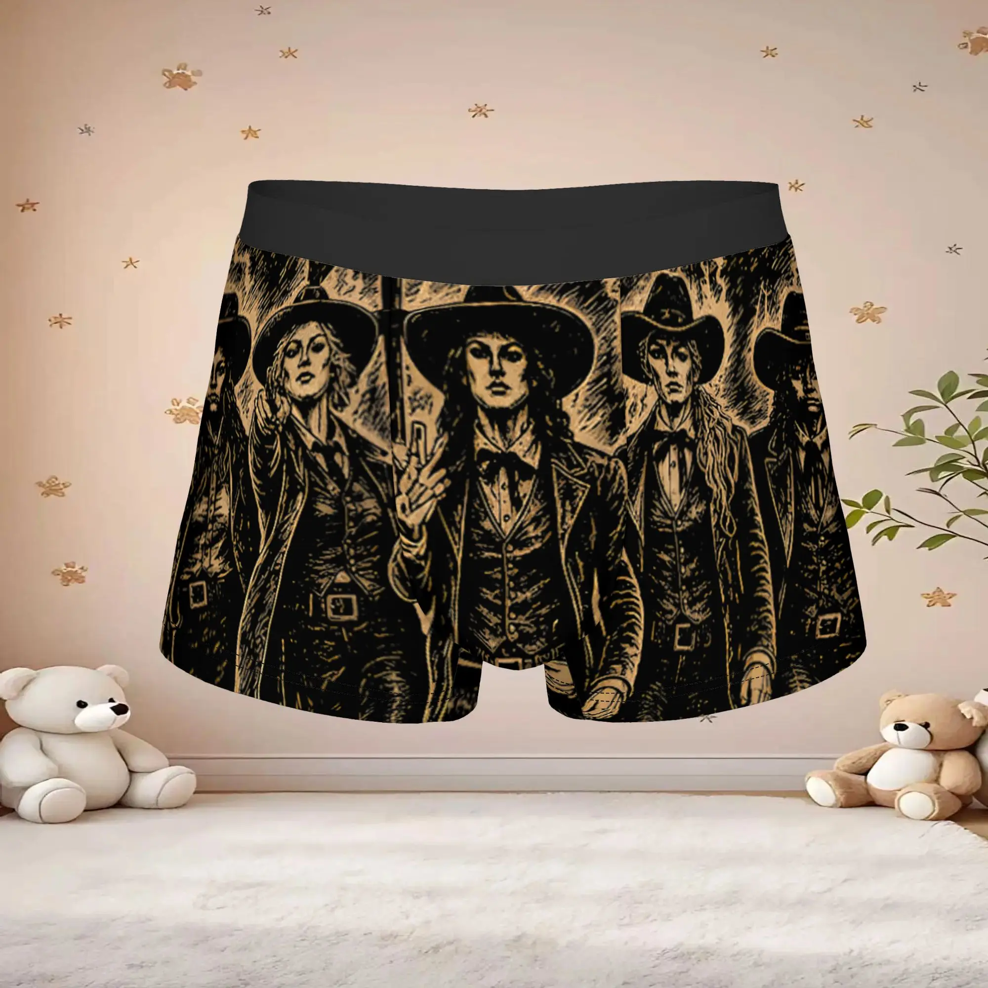 1pc Popular Feverstone Vintage Western Cowgirl Graphic boxers  Personalized Panties Men's Underwear Print Shorts Boxer Briefs