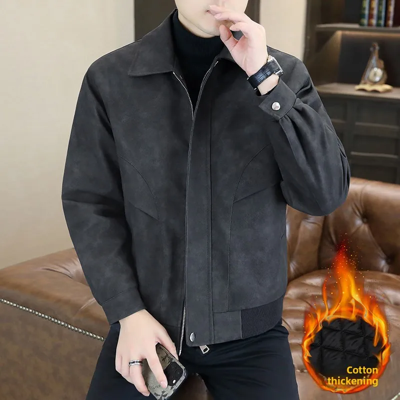 

Новая мужская кожаная куртка 2025 года с хлопковой подкладкой, байкерская, зимняя, теплая, в стиле ретро, американский кэжуал, ветрозащитная, длинная, на молнии