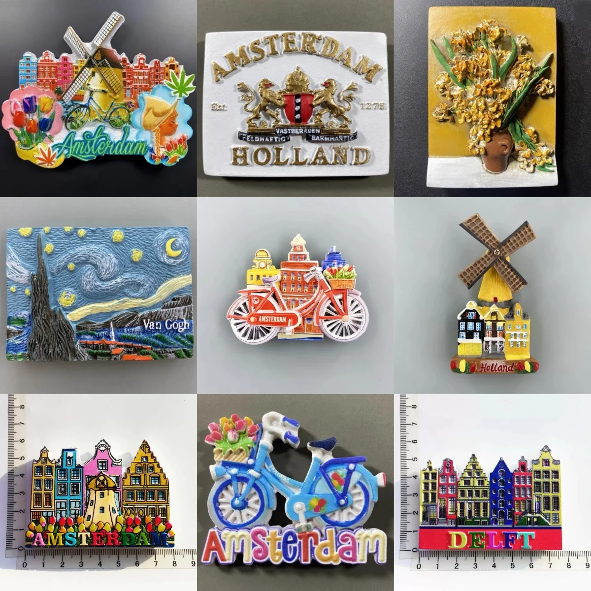 Imán de nevera de recuerdo de viaje de Holanda, imán de nevera 3D, imán de nevera hecho a mano, imán de nevera decorativo