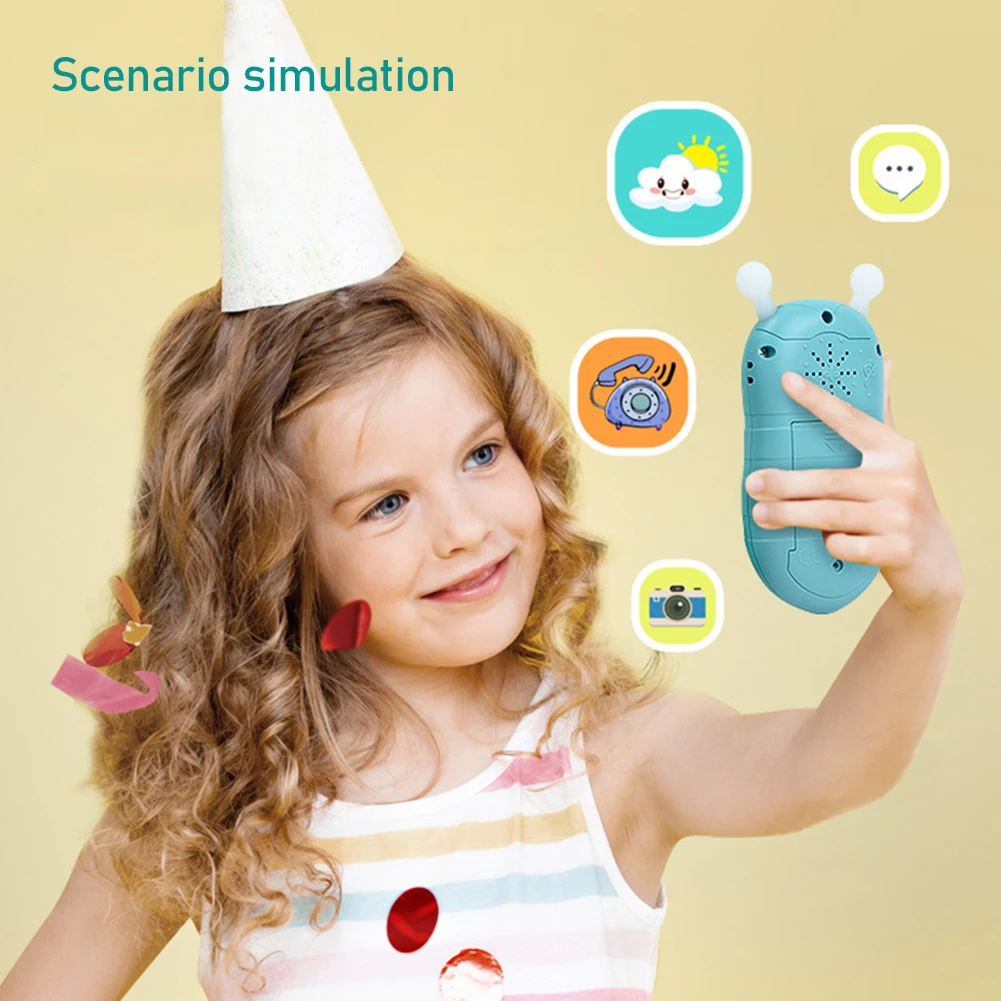 子供用音楽携帯電話おもちゃ、シリコンシェル、噛むことができるベビーパズル、多機能早期教育電話おもちゃ