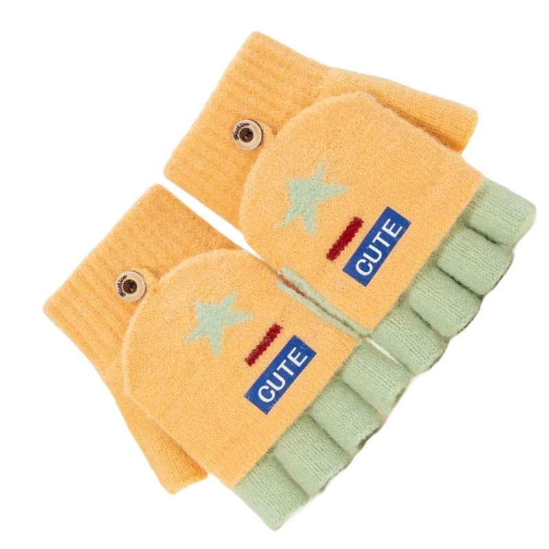 2lots Warm Convertible Knitted Gloves Walking Children Gloves Unisex Warm Gloves for Cold Weather