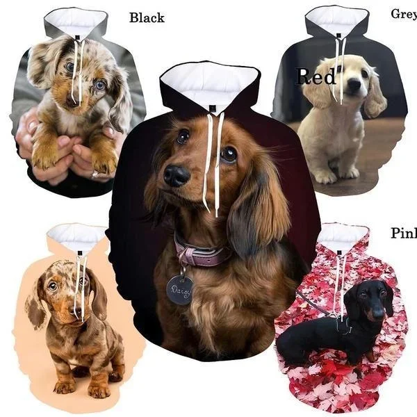 Autumn and Winter 3d Dachshund Dog Animal Print Hoodie Men Women Unisex Cool Fashion Long-sleeved Hoodies Sweatshirts Pullover