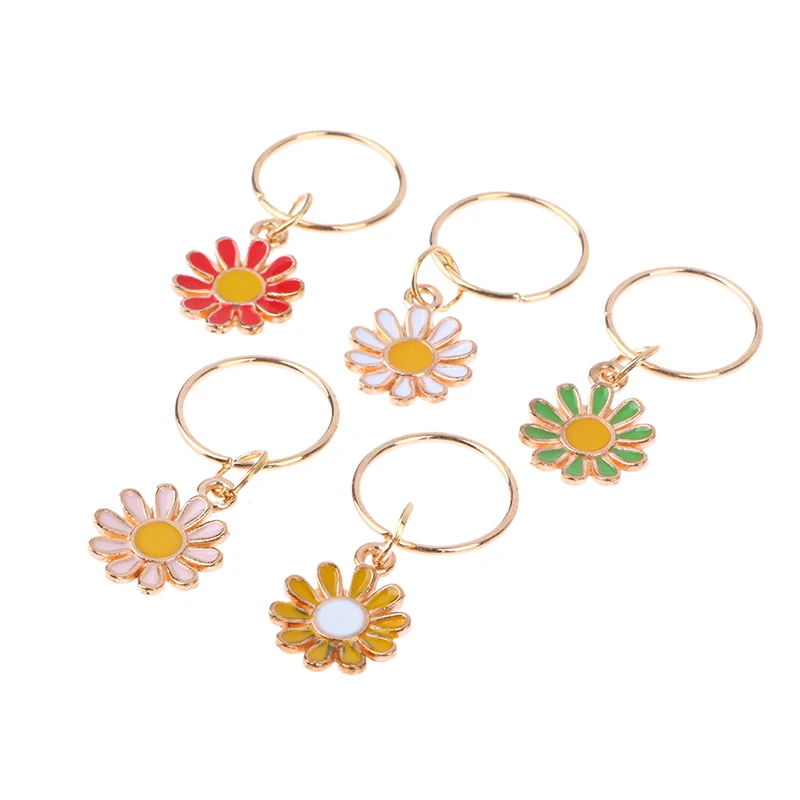 1Set Daisy Flower Enamel Knitting Stitch Markers Zinc Alloy Flower Pendant Multicolor For Knitting Tools DIY Findings