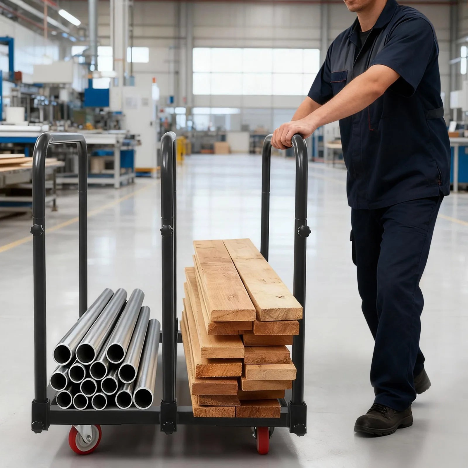 4 inch zwarte zware paneelwagen 1400 lbs stabiele montagepaneel vrachtwagenpaneelwagen met 4 universele wielen