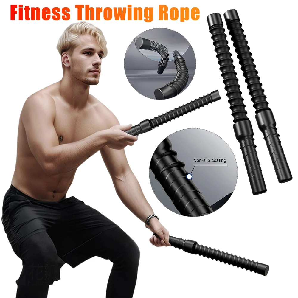 2Pcs Fitness Throwing Rope Hand Gripper Non Slip Strength Training Bar Biceps Triceps Strengthener Spring Elastic Training Rope