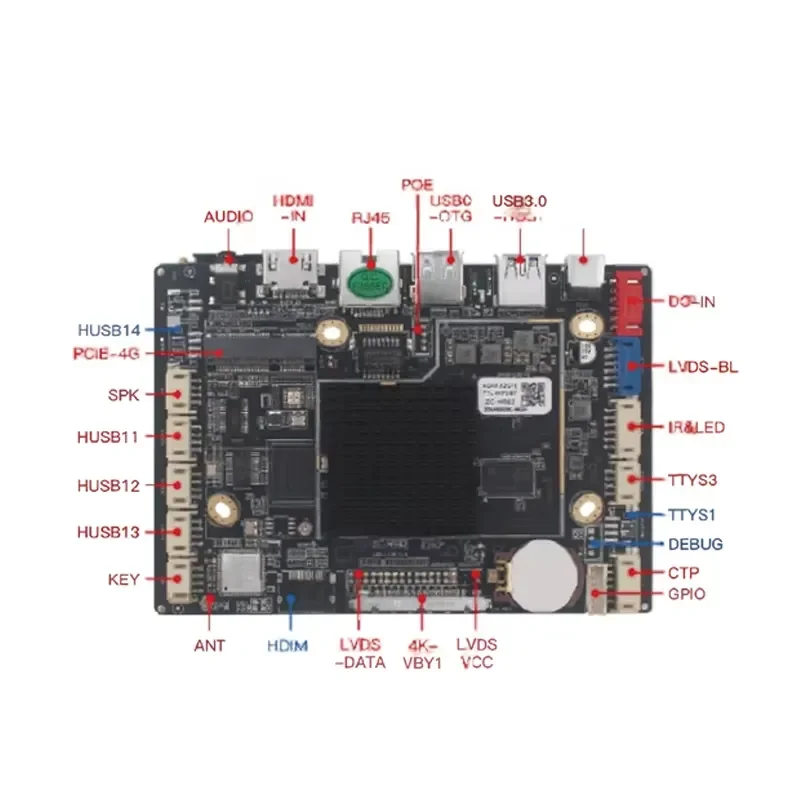 for T972 Android Motherboard 4K Video Decoding Industrial Control Embedded Main Board 4G Lte WiFi HD-MI LVDS EDP Port Mother