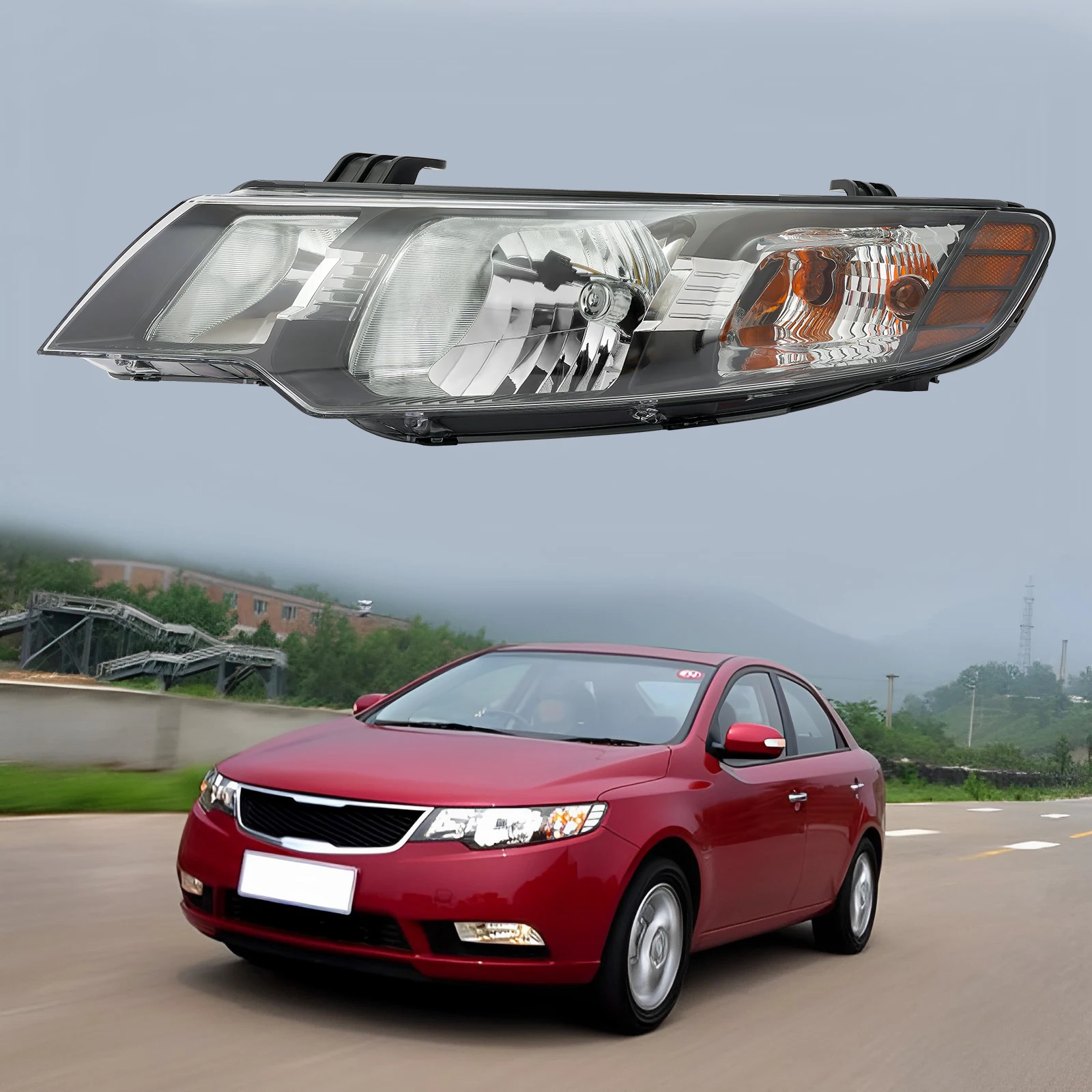 For Kia Forte 2010 2011 2012 2013 Halogen Headlight Assembly Driver Side Lamp