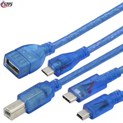 Cable USB para Arduino, Cable de 30cm para Uno r3, Nano/MEGA 2560/Leonardo/Pro micro/DUE Blue, de calidad tipo A/Mini USB/Micro USB 0,3 m