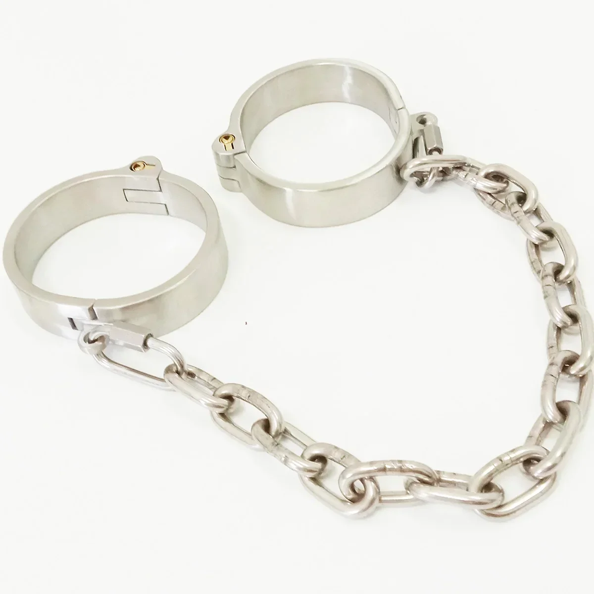 Aço inoxidável Restrições BDSM Bondage, Metal Neck Collar, Mão Ankle Cuffs Set, Cadeia Destacável, Jogos para Adultos, Brinquedos Sexuais para Casais