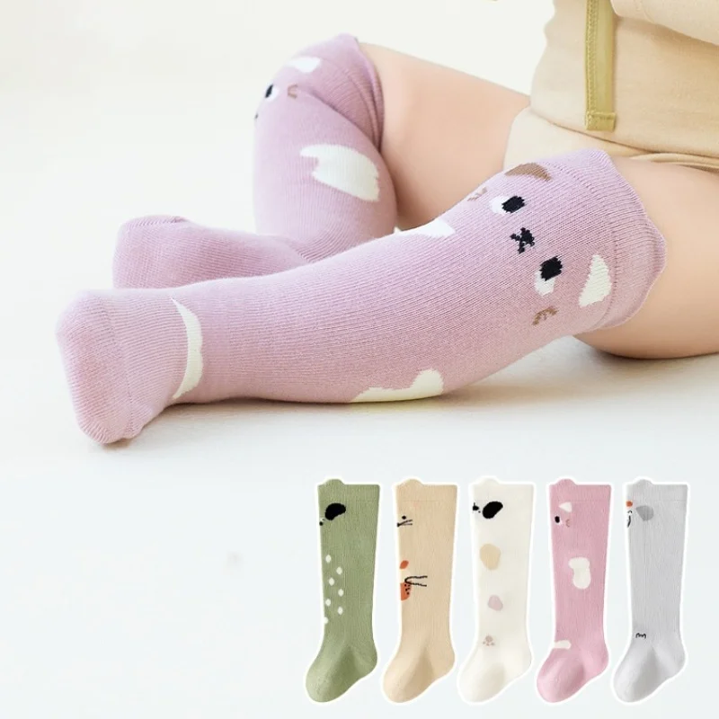 

0-3Yrs Baby Long Socks Cartoon Boneless Kids Socks Children Soft Cotton Kneepad Stockings Leg Warmer Newborn Footwear Autumn New