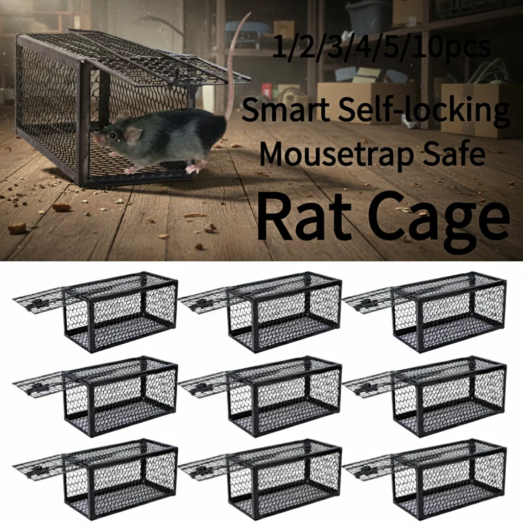 

1/2/3/4/5/10PCS Household Mouse Catcher Metal Reusable Indoor Outdoor Rat Cage Smart Self-locking Mousetrap Safe Firm Iron Net