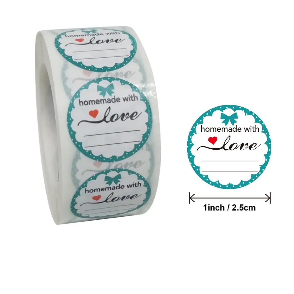 50-500 Stuks Ronde "Hand Gemaakt Met Liefde" Stickers Zegel Etiketten Baby Shower Cadeau Decor Bakpakket Envelop Briefpapier Sticker