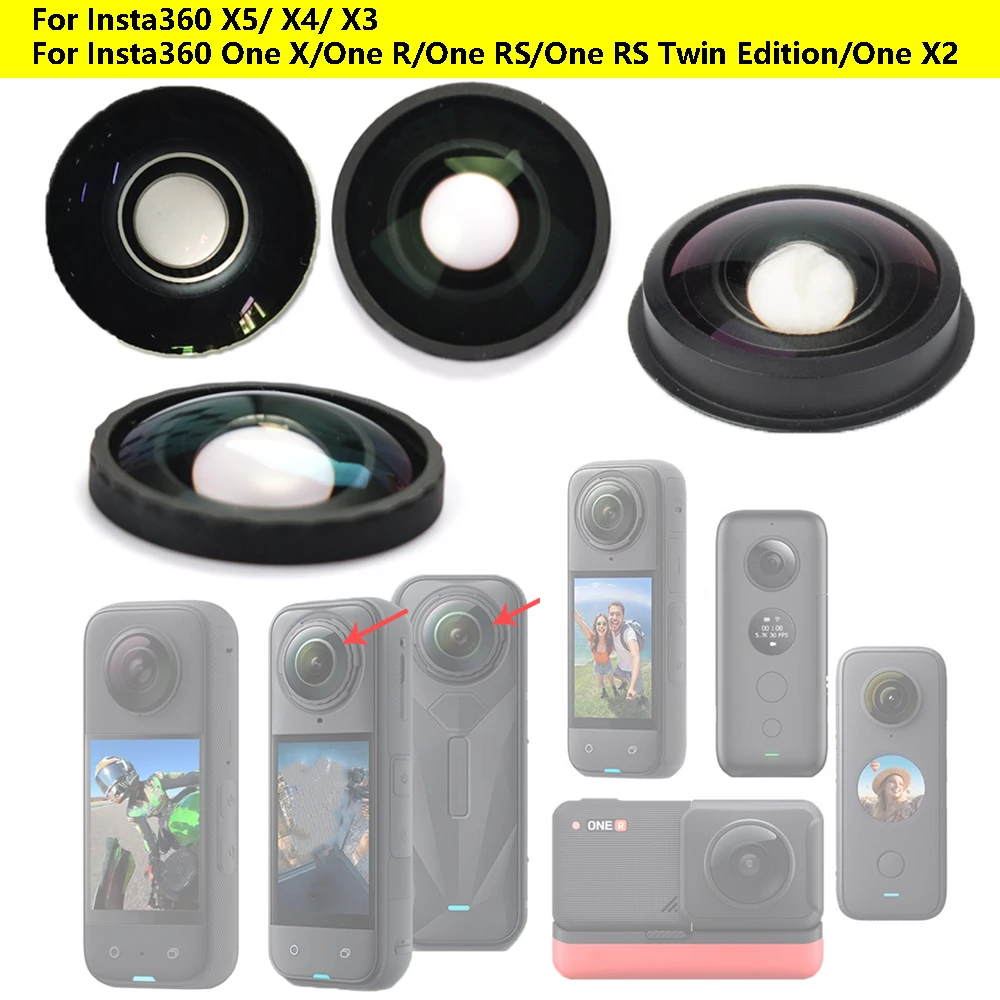Lens Glass For Insta360 X5 X4 X3 X2 Camera Lens Replacement Glass Lens For Insta 360 X4 X5 X3 ONE X2 ONE RS ONE R Repair Parts