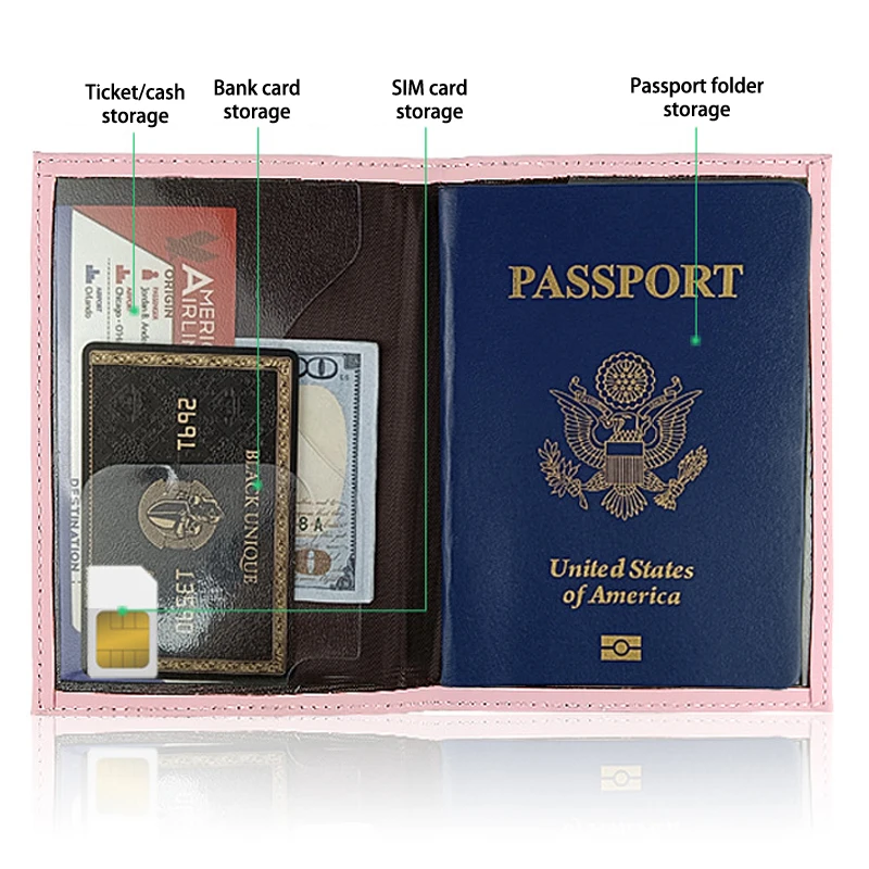 Colorful PU Passport Holder Ticket Passport Covers Travel Passport Protective Cover ID Credit Card Holder Travel Accessories