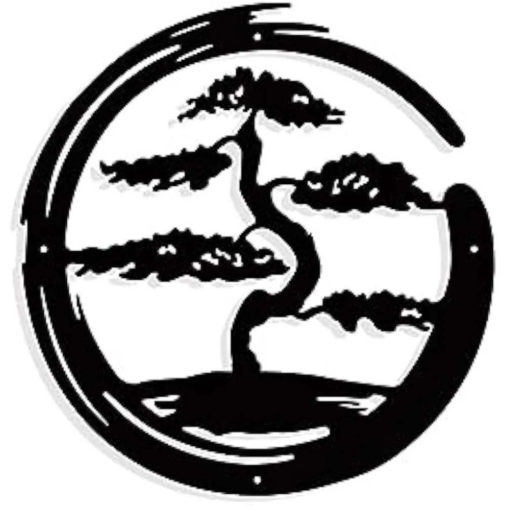 Bonsai-Baum, Metall-Wandkunst, Dekor, mattschwarz, Wandbehang, Dekor, Silhouette, Wandkunst für Zuhause, Schlafzimmer, Wohnzimmer, Garten, Hotel