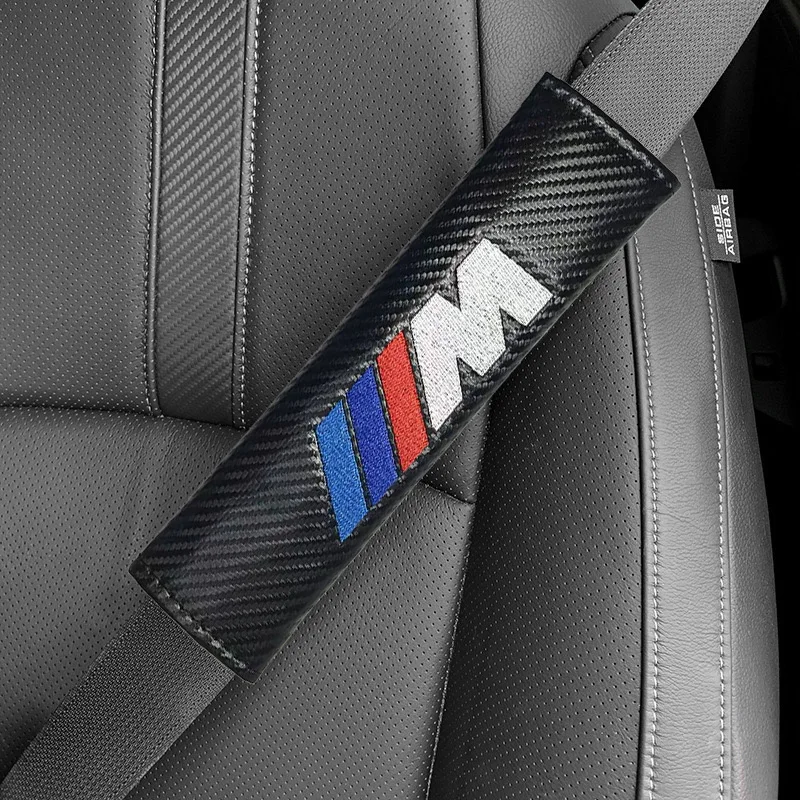 2pcs carbon fibre Seat Belt Covers Car Accessories Car Shoulder Pad Seat Belt For For BMW 1 2 3 4 5 7 Series X1 X3 X4 X5 X6 X7 M