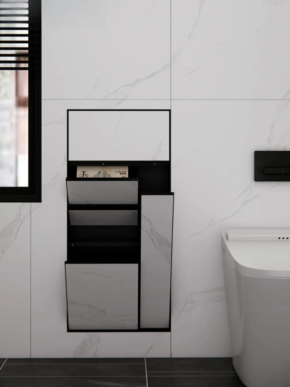 

Hidden stainless steel niche trash can toilet toilet embedded tissue box rack can be customized wall cabinet