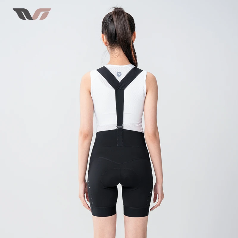 ROCKBROS TVI Series Cycling Shorts Women Breathable Bib Shorts Elastic Interface Cushion Long Distance Bike Tights With Pockets