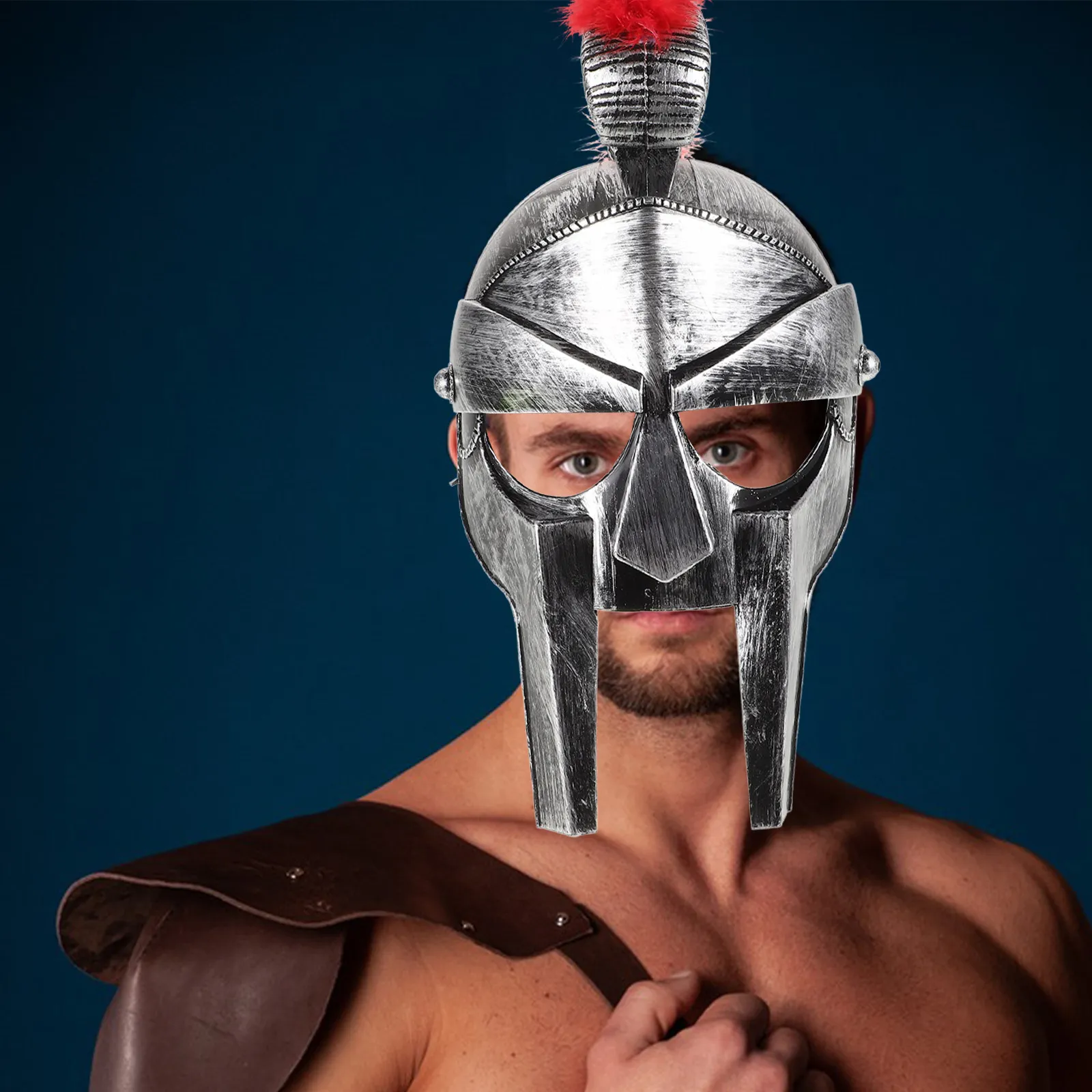 Medieval Knight Folding Face Mask Plastic Warrior Costume Accessory for Cosplay Party Stage Props