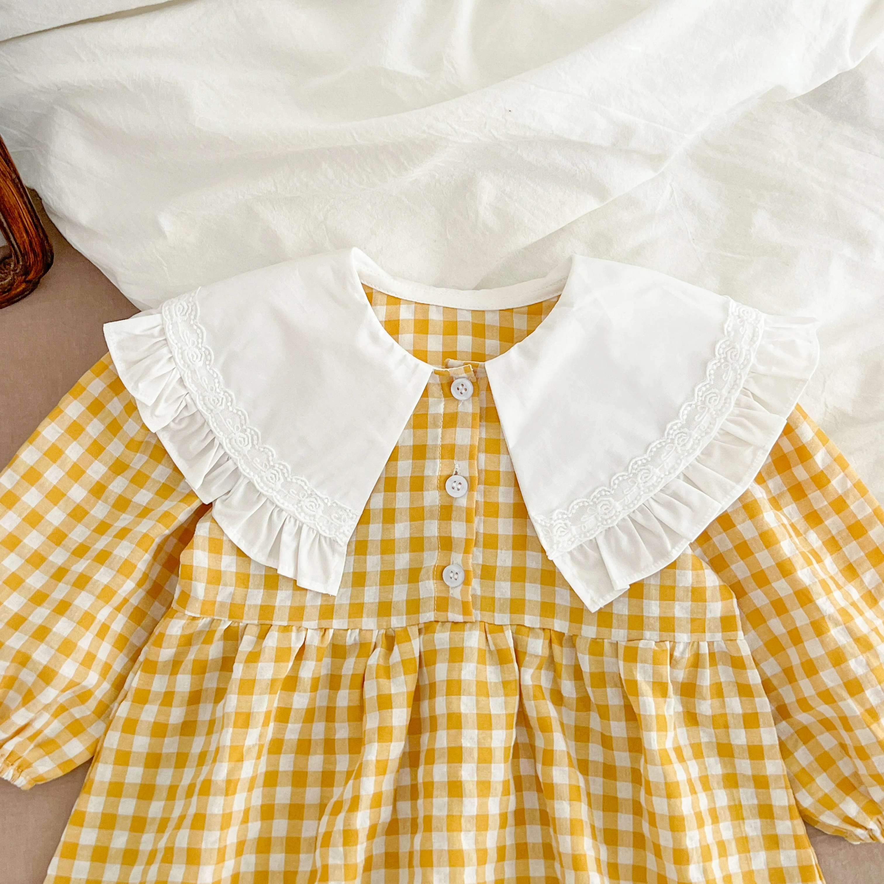 Neue Weihnachten Kleinkind Baby Mädchen Strampler Lange Ärmel Grid Strampler Herbst Neugeborenen 0-24M Spleißen Infant Baby mädchen Rot Overall – Detail 20