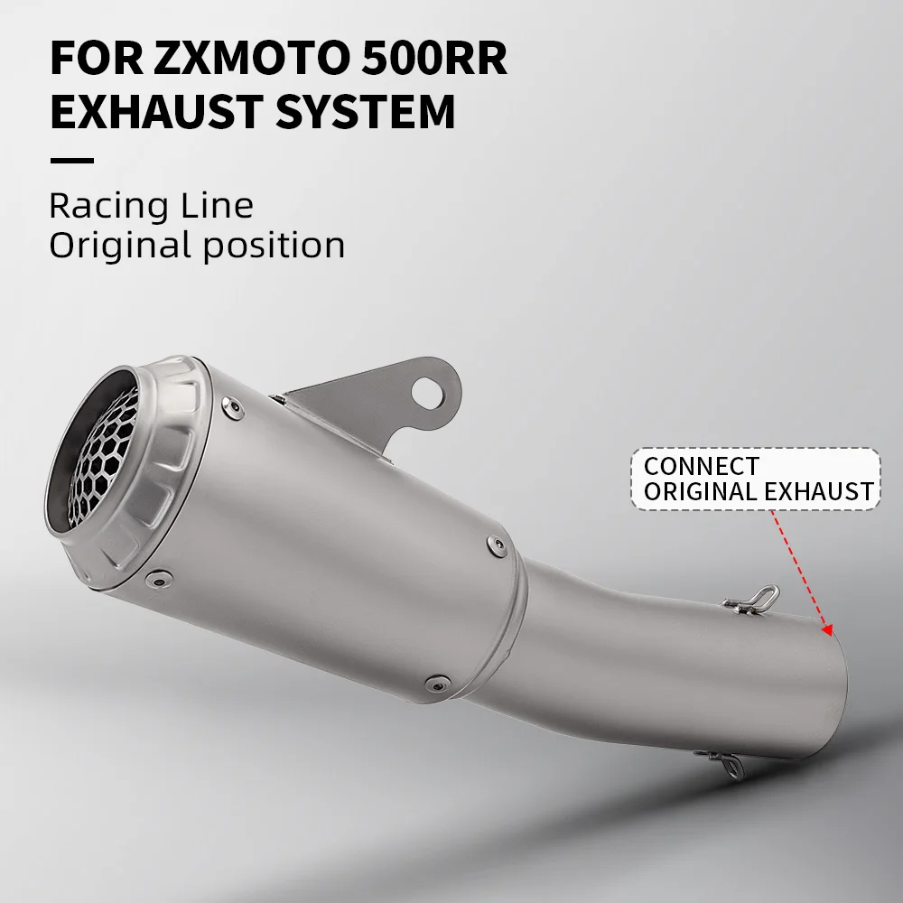 

Slip on For Zxmoto 500RR Exhaust Middle Link Pipe Stainless Steel Racing Line