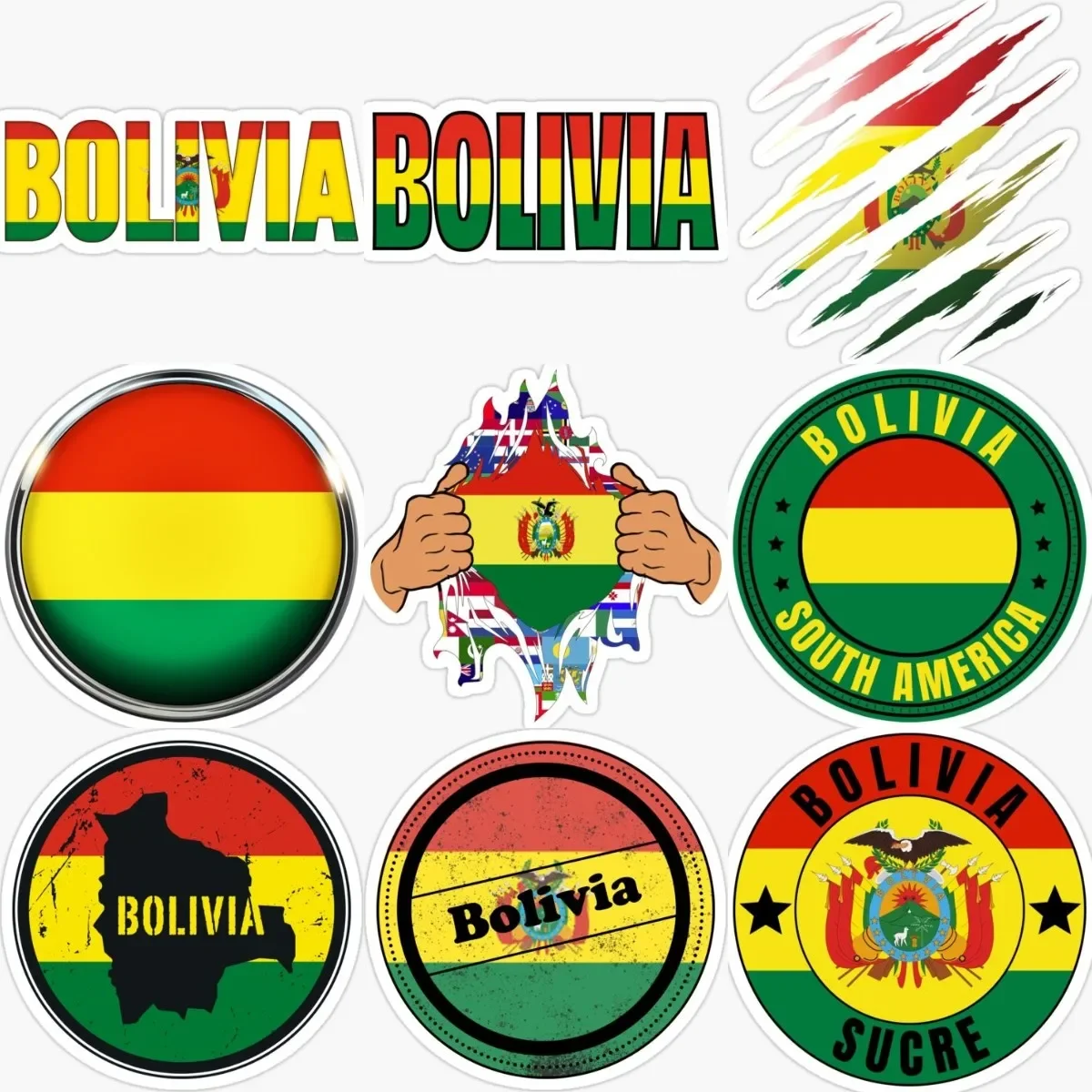 Bolivia BOL Flag Emblem Stickers Car Window Bumper Table Motorcycle Off-road Helmet Camper Wall Waterproof PVC Decal Customized