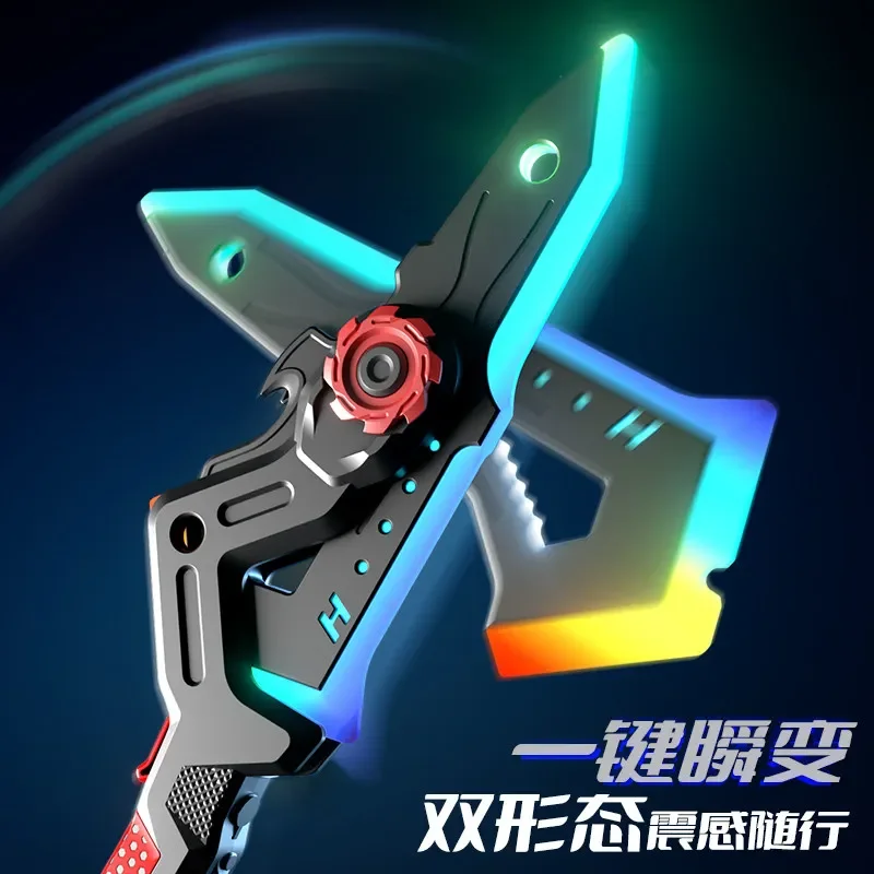 Brinquedo de Machado de Batalha Transformável 2 em 1 com LED Brilhante e Som de Vibração, Acessório Criativo para Cosplay para Crianças e Meninos, Jogo Interno e Externo