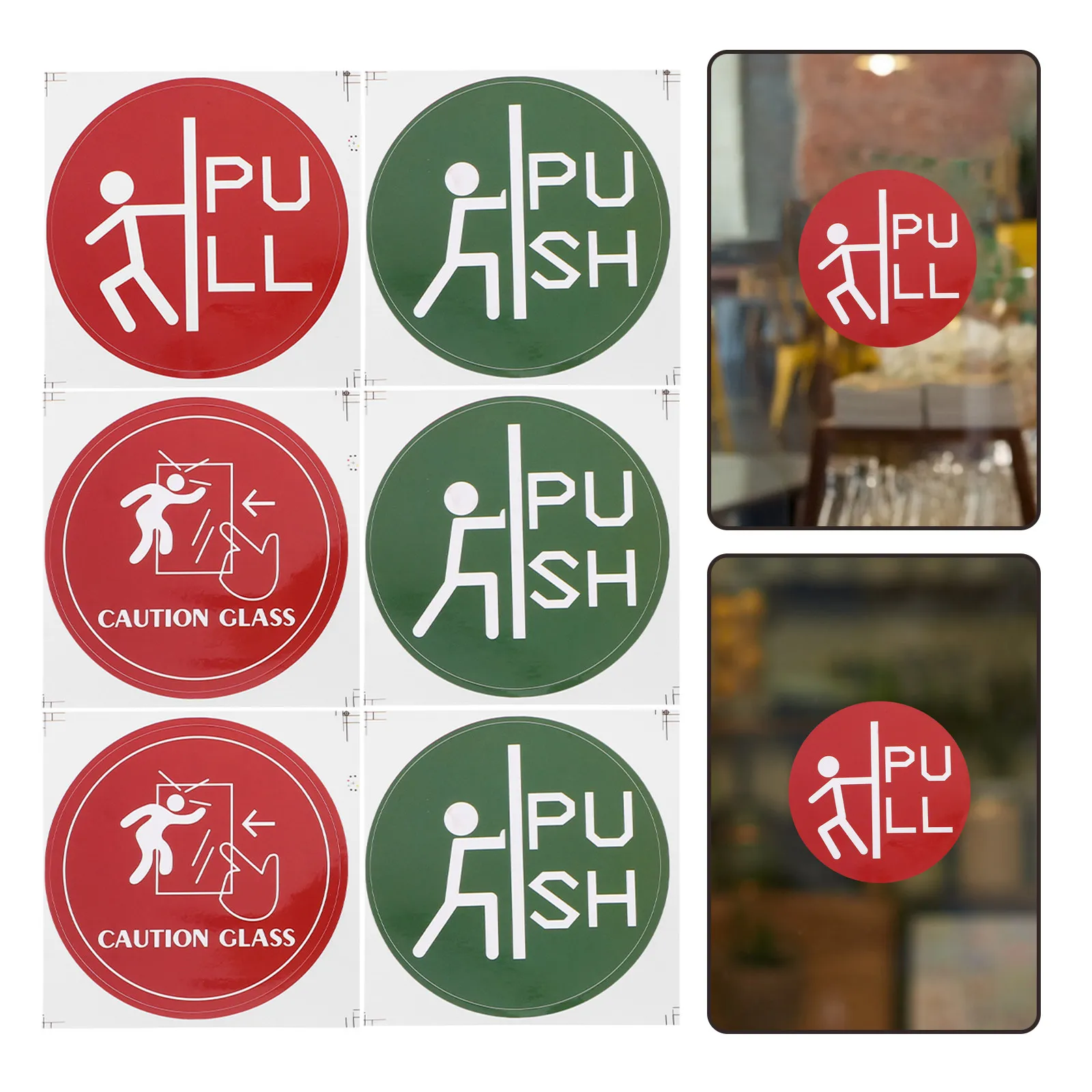 

36Pcs Glass Door Sticker Heavy-Duty Reliable Material for Business Office Store Fronts Push Direction Label Safety Warning Decal