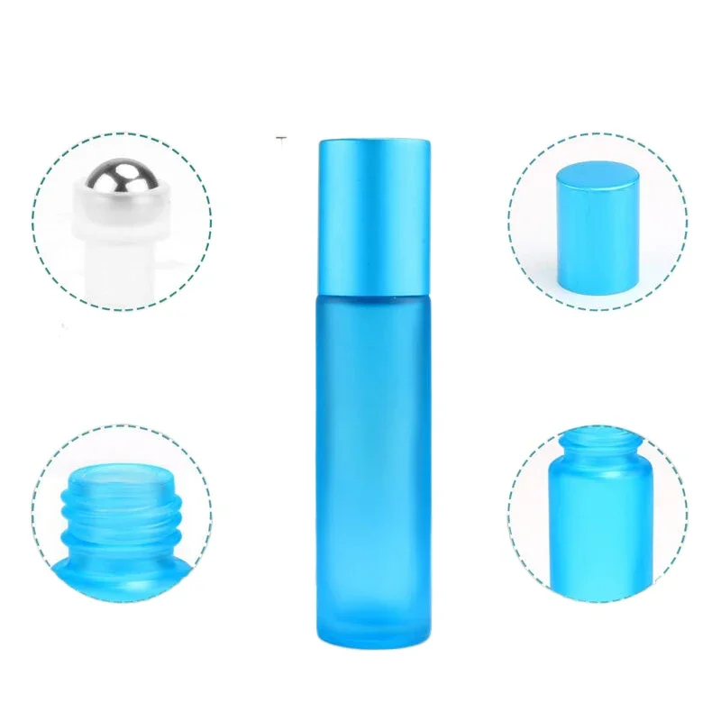 30Pcs 5/10ml Refillable Frosted Glass Essential Oils Roller Bottles with Opener Funnels For Aromatherapy Perfume Travel Vials