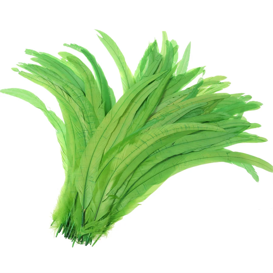 New! Wholesale 500PCS Apple Green Rooster Chicken Feathers 35-40CM DIY Jewelry Decoration Art Props Accessories Real Cock Plumes