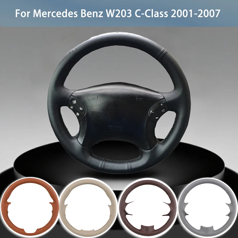 Изготовленный на заказ чехол на руль автомобиля из искусственной кожи для Mercedes Benz W203 C-Class 2001-2007 OEM автомобильная ручка противоскользящая